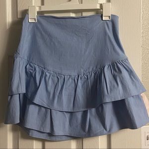 Top 10 light blue stretchy ruffle mini skirt